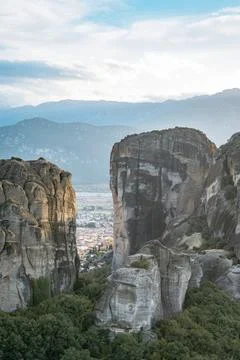 Monastery Perched on Steep Rock Formation Stock Photos