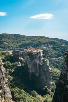 Monastery Perched on Steep Rock Formation Stock Photos