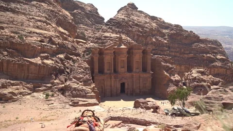 The Monastery In Petra From A Distance Stock Footage 248724319