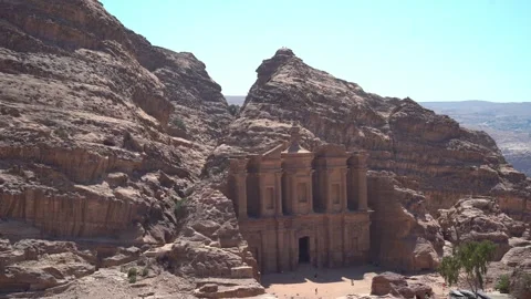 The Monastery In Petra From A Distance Stock Footage 248724363