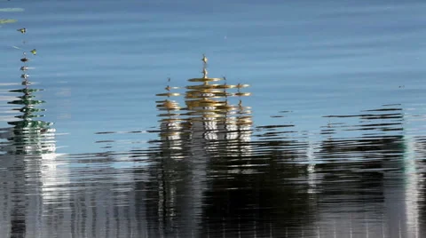 Monastery reflected in river water Stock Footage 36429128