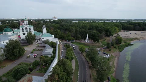 Monastery, river and forest Stock Footage 219840169