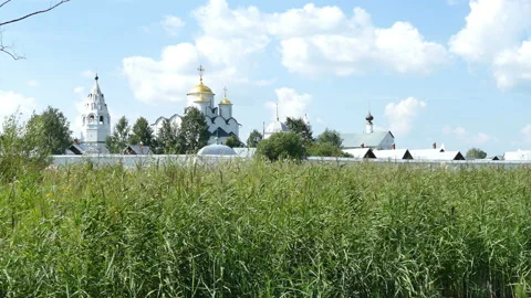 Monastery on the River Bank Video stock 113346568
