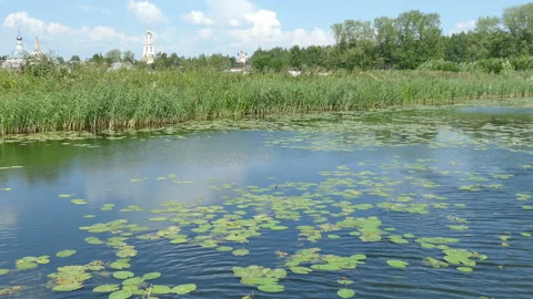 Monastery on the River Bank Stock Footage 113350300