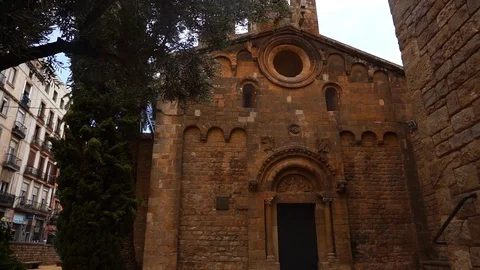 The Monastery of Sant Pau de Camp in Barcelona Stock Footage 96334547