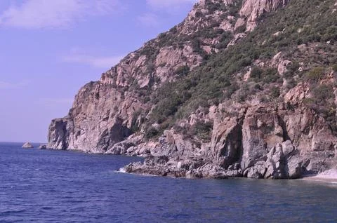 The Monastery of Simonos Petras is a monastery built on Mount Athos Stock Photos