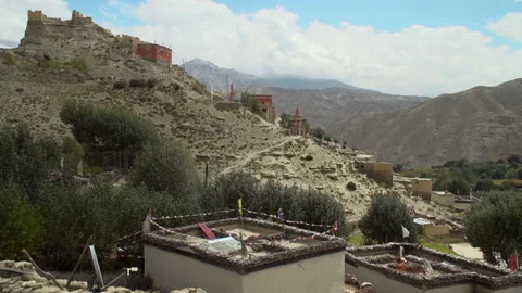 Monastery sitting on mountain top, Mustang, Nepal Stock-Footage 139741046