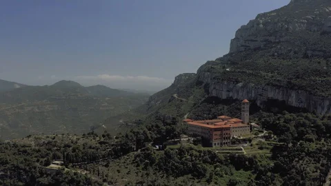 Monastery in Spain mountains, nature and historical buildings near Barselona and Stock-Footage 119126635