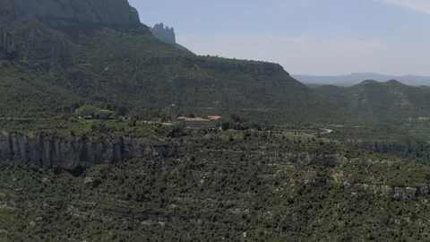 Monastery in Spain mountains, nature and historical buildings near Barselona and 스톡 동영상 119128122
