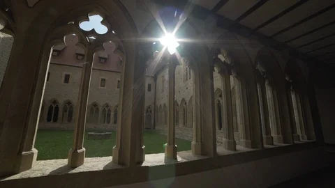 Monastery, sun glaring through windows Stock Footage 91711735