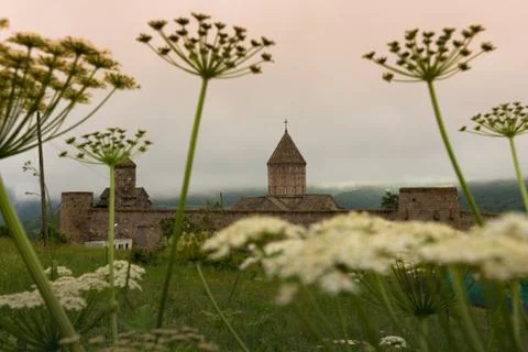 Monastery at sunset in Armenia Stock Photos