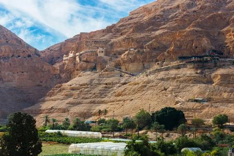 The Monastery of the Temptation in Jericho, Palestine Stock Photos