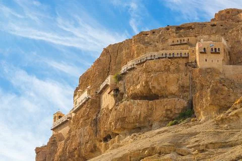 The Monastery of the Temptation in Jericho, Palestine Stock Photos