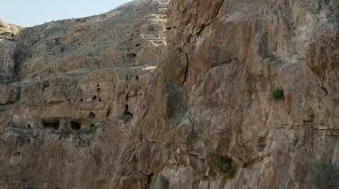 Monastery of the Temptation located in rocks of mountains Video stock 54079604