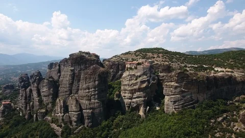 Monastery on top of the mountain Stock Footage 124290879