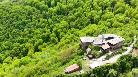 Monastery on the top of the mountain Stockbeeldmateriaal 148226023