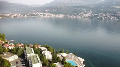 Monastery, top view. The domes of the monastery and the bell tower. Stock Footage 221549043