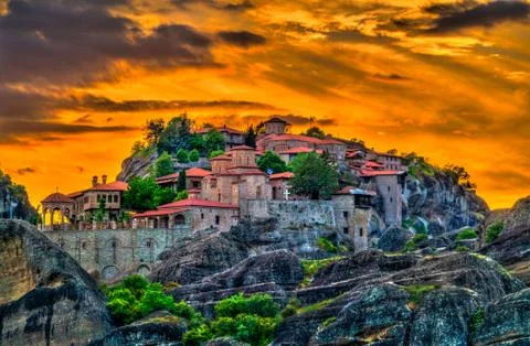 Monastery of Varlaam and Monastery of the Transfiguration of the Saviour at Stock Photos