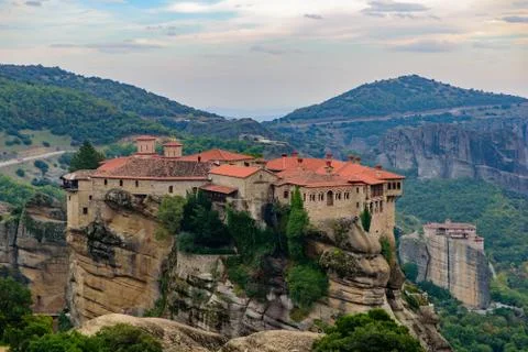 Monastery of Varlaam on the rock, the second largest Eastern Orthodox monaste Stock Photos
