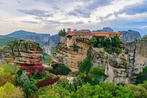 Monastery of Varlaam on the rock, the second largest Eastern Orthodox monaste Stock Photos