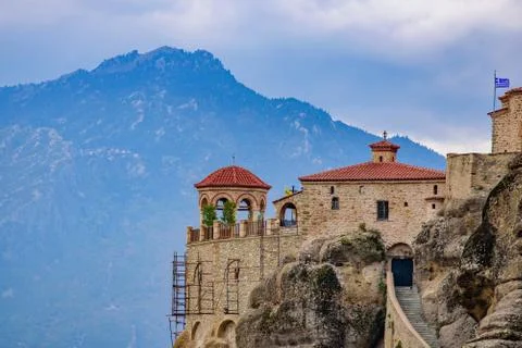 Monastery of Varlaam on the rock, the second largest Eastern Orthodox monaste Stock Photos