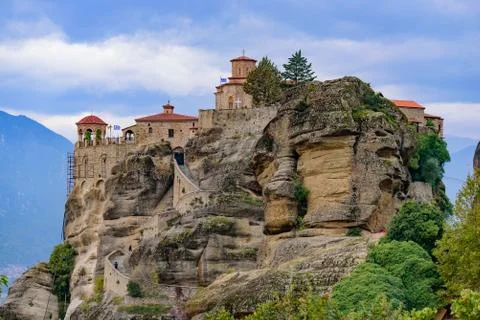 Monastery of Varlaam on the rock, the second largest Eastern Orthodox monaste Stock Photos