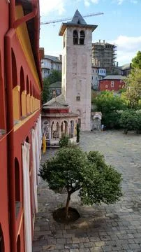The Monastery of Vatopedi is a monastery built on Mount Athos Stock Photos