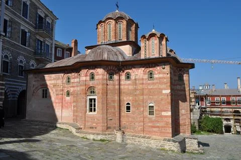 The Monastery of Vatopedi is a monastery built on Mount Athos Stock Photos