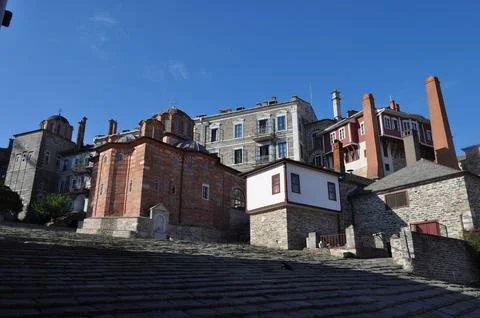The Monastery of Vatopedi is a monastery built on Mount Athos Stock Photos