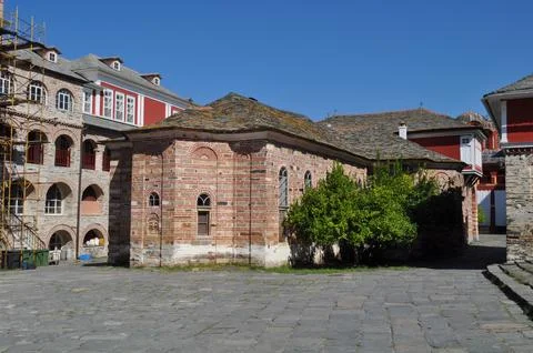 The Monastery of Vatopedi is a monastery built on Mount Athos 스톡 사진