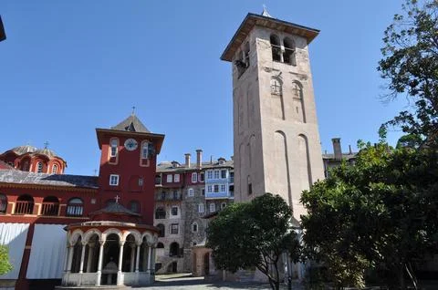 The Monastery of Vatopedi is a monastery built on Mount Athos 스톡 사진