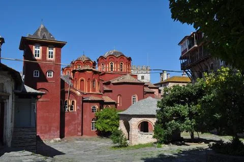 The Monastery of Vatopedi is a monastery built on Mount Athos 스톡 사진