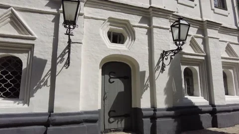 Monastery - White wall, door, window and blue sky. 動画素材 171412217