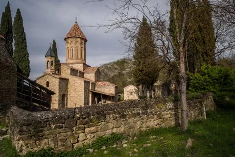 Monastery yard with chapel Stock Photos