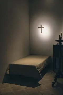 Monastic cell showing religious devotion and simple living 写真素材