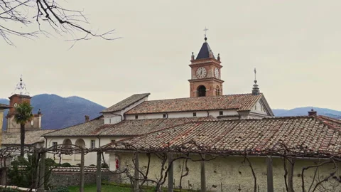 The monastic complex of the Certosa di Trisulti with the bell tower Stock Footage 172062912