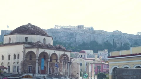 Monastiraki square, Acropolis view Stock Footage 97837660