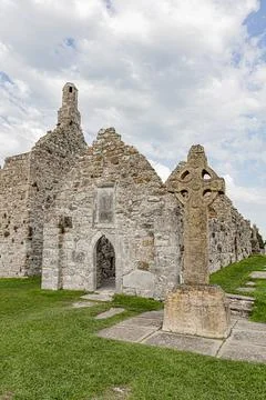 Monastre de Clonmacnoise. Monastery of Clonmacnoise. Stock Photos