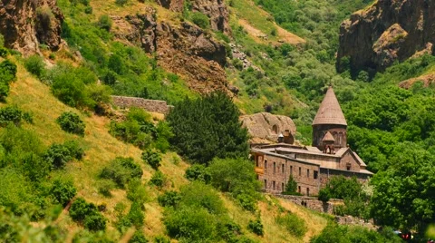 Monastry on the Side of a Mountain Stock Footage 53232616
