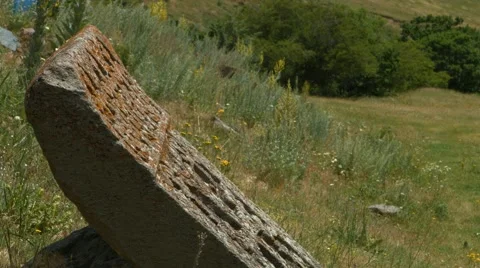 Monastry Tombstone Laying Down Stock Footage 53232615