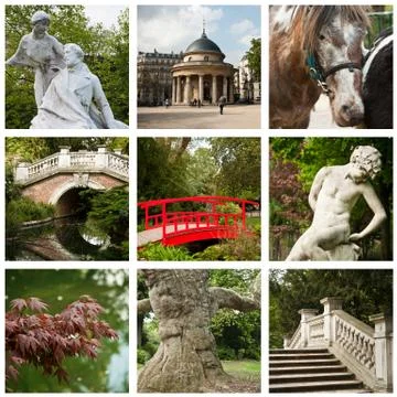 Monceau Park  collage 스톡 사진