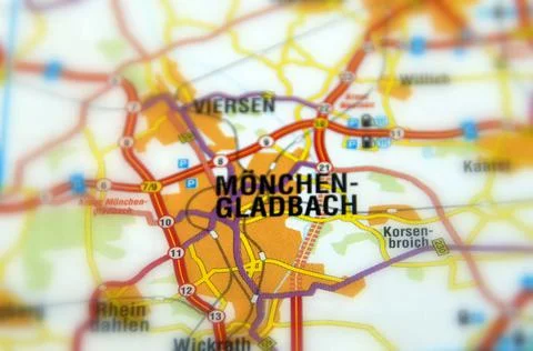 Monchengladback on a map Stock Photos