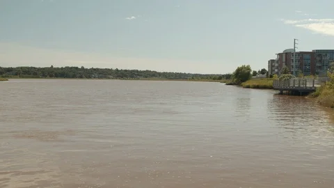 Moncton Petitcodiac River Waterfront in summer, 4k Stock-Footage 116441428