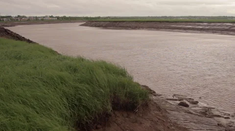 Moncton's Petitcodiac River. Tidal Bore. Stock Footage 57403977