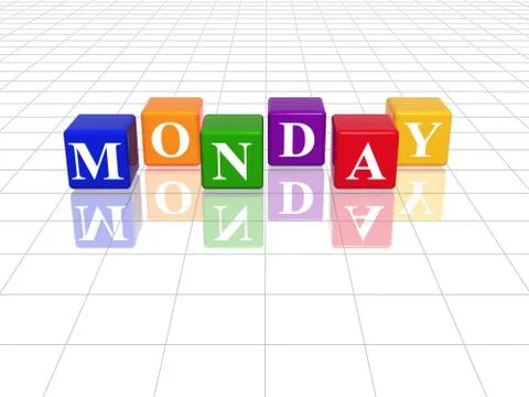 Monday in 3d coloured cubes Stock Illustration
