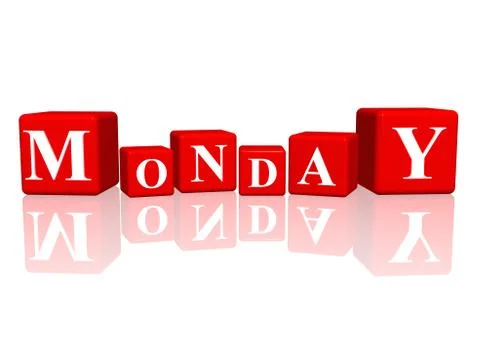 Monday in 3d cubes Stock Illustration