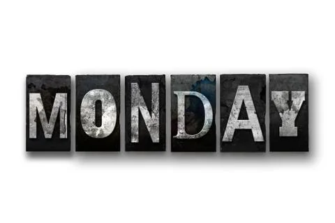 Monday Concept Isolated Letterpress Type Stock Illustration