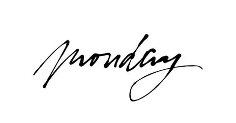 Monday handwriting vector ink. Black on white. Stock Illustration