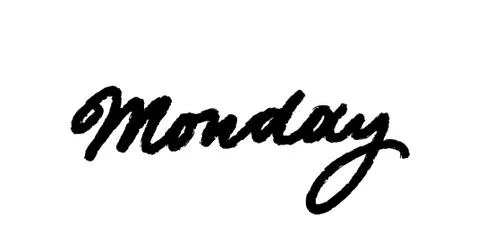 Monday handwriting vector ink. Black on white. Stock Illustration
