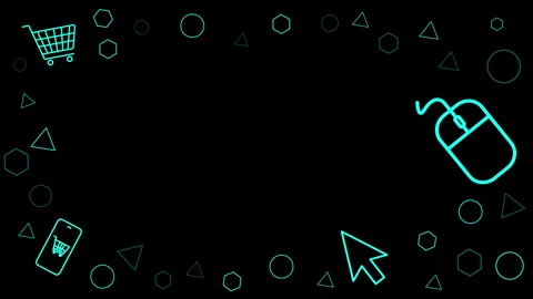 Monday pattern Teal shopping icons with geometrical shapes Stock Footage 326910033